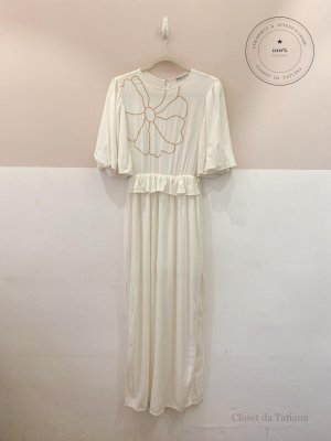 Vestido Midi Bordado Peepou Off-White | Tam: P