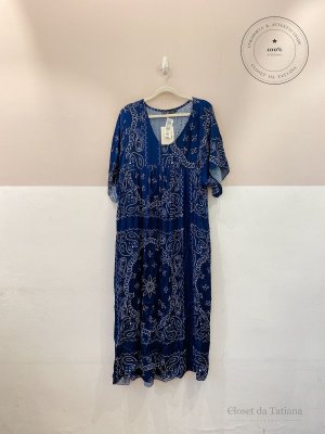 Vestido Midi Marinho Bordado Mariana Penteado U