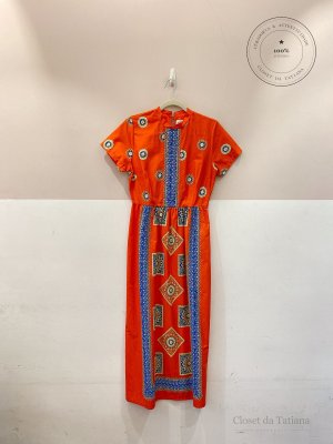 Vestido Midi Coral Estampado Allmost Vintage | Tam: 36