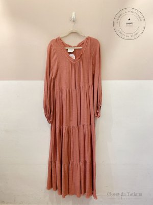 Vestido Amplo Antigo Candy Brown Rosa | Tam: M