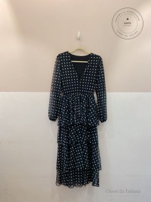 Vestido Midi Babados Poás C&A Preto | Tam: P