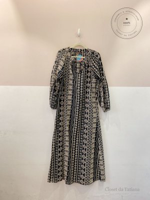 Vestido Midi Bordado Mixed Preto | Tam: 38