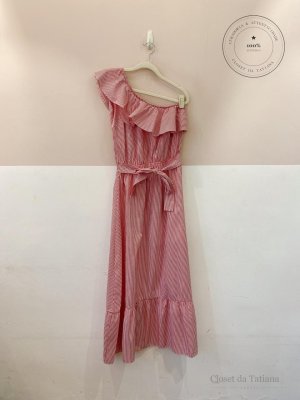 Vestido Midi Listrado Clothes And Co. Vermelho | Tam: M