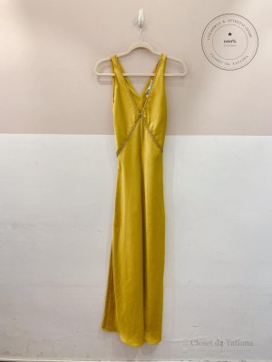 Vestido Longo Mostarda Bordado Zara | Tam: PP