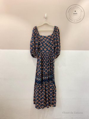Vestido Midi Estampado Farm Azul | Tam: M