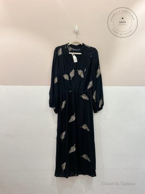 Vestido Midi Bordado Maria Filó Preto | Tam: P