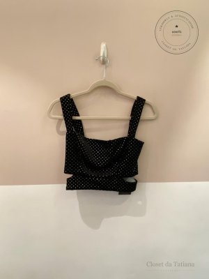 Cropped Veludo Brilhos Nv Preto | Tam: PP