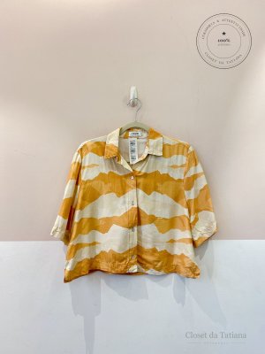 Camisa Cropped Estampa Abrand Amarela | Tam: 40