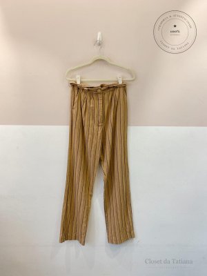Calça Listrada Loja 3 Marrom | Tam: P